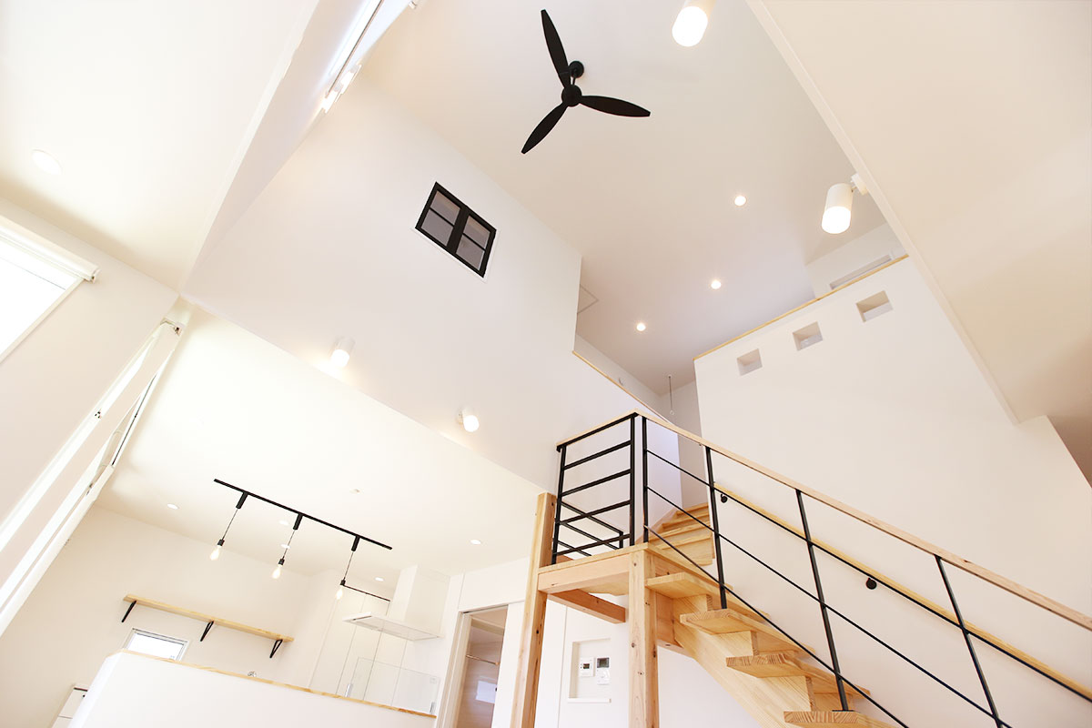 開放的な空間が広がる白漆喰のナチュラルなデザイン住宅